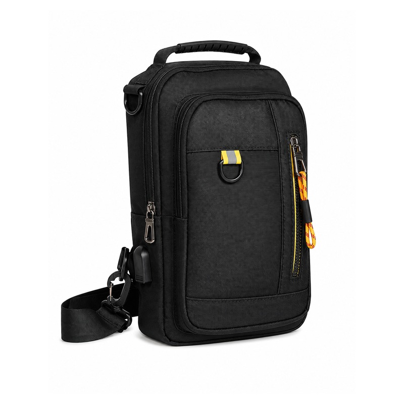 (image for) 2533 Black Grained Polyester Multi-Wear Bag/ Backpack
